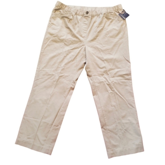 Basic Editions Cream Relaxed Fit Pants with Elastic Waistband - Picture 2 of 3